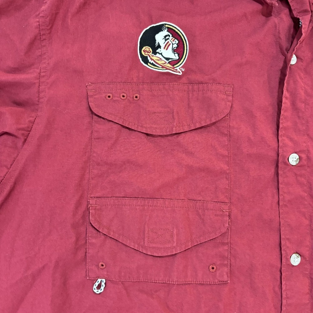 COLUMBIA‎ PFG Fishing Shirt Mens XXL Red Florida State Seminoles Short Sleeve - Picture 5 of 9